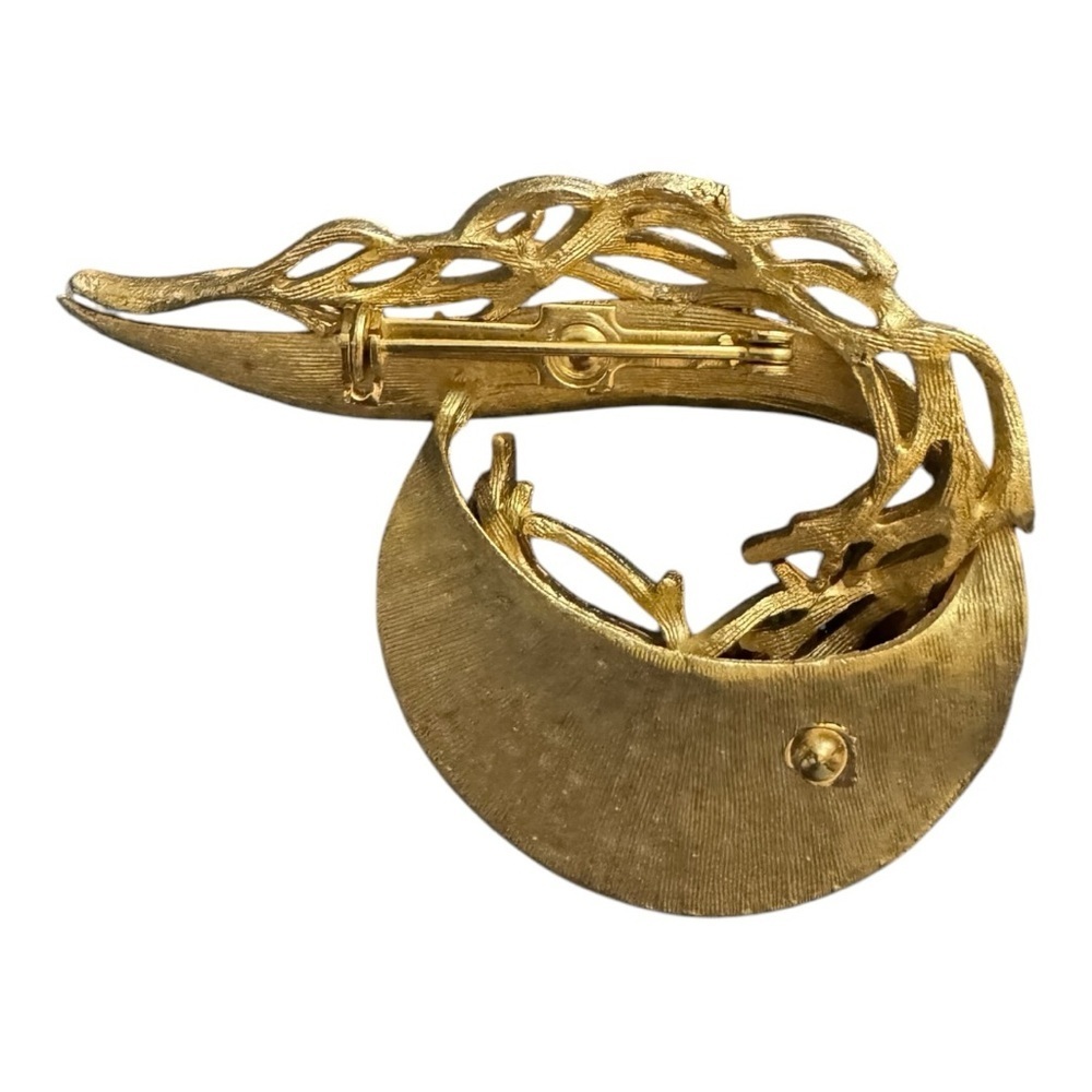 Gold tone metal twigs brooch - Picture 5 of 5